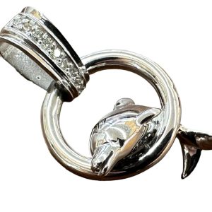 K18WG(18金ホワイトゴールド)　ネックレストップ　イルカモチーフ